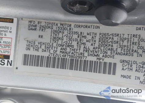 2005 Toyota 4Runner Sr5 Sport V6 from USA, damaged, VIN JTEZU14R758029977